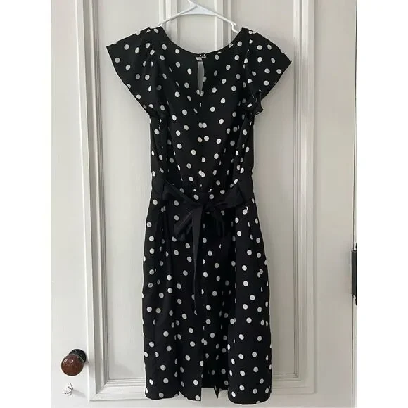 Express black and beige polka dotted dress 4 - Picture 5 of 6
